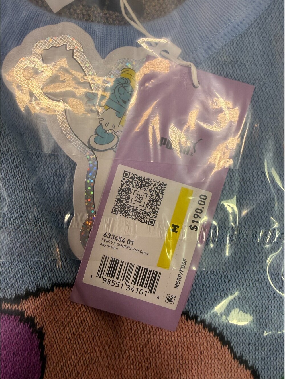 FENTY x PUMA Smurfs Oversized Knit Sweater $190 Rihanna Smurfette Size MEDIUM M - Picture 2 of 9